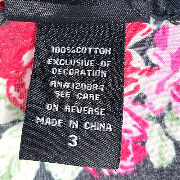 Torrid Top Black Red Floral Print Pleated V-Neck Long Sleeve Sz 3X Cotton Womens - Picture 5 of 6